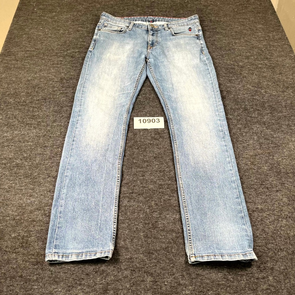 Louis Philippe LP Colorado Mid Rise Slim Jeans Mens 35 Blue Light Wash Cotton